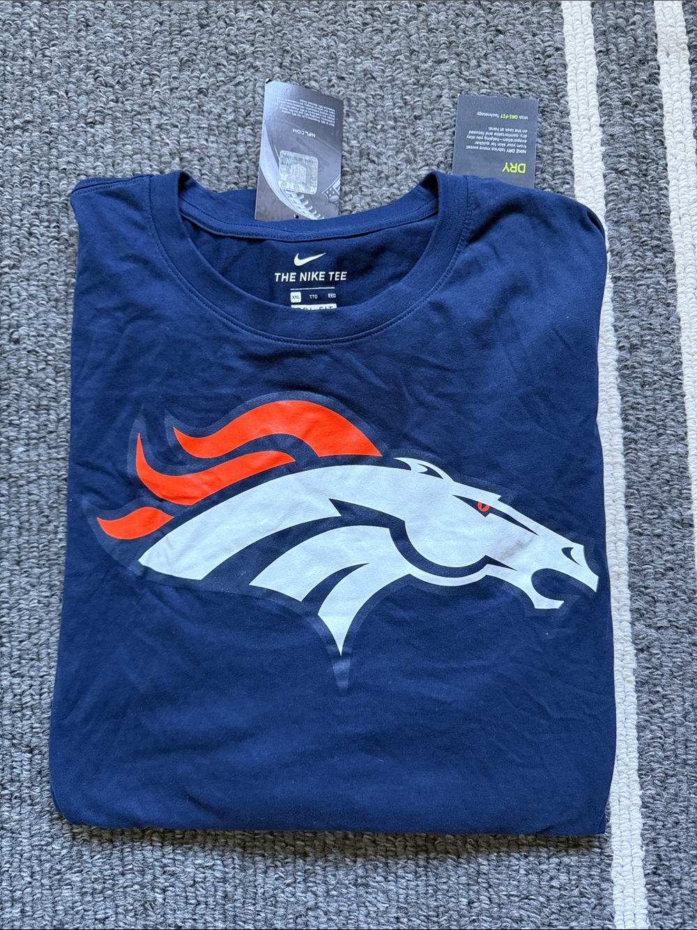 Nike Men’s Navy Denver Broncos Graphic Tee with Orange Accents